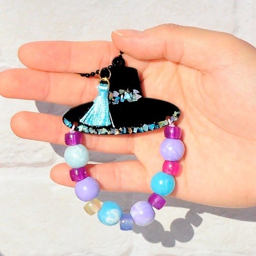 Traditional Korean Hat Hat keychain made of mother of pearl
